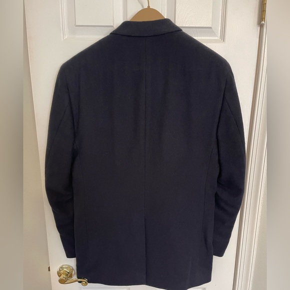 Navy Blue Camel Hair Sport Coat 42L - Picture 2 of 3